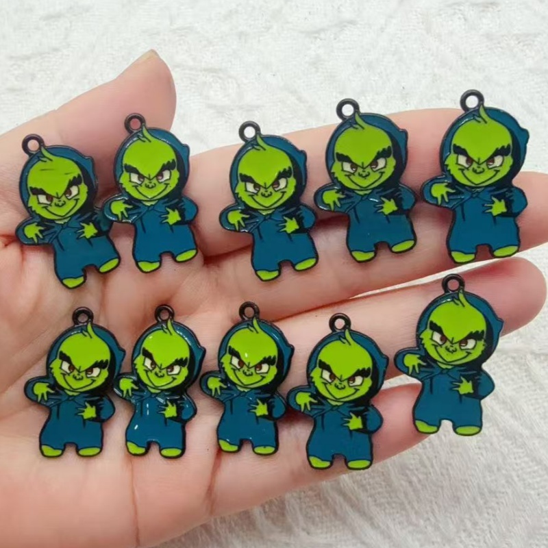 Drop Earrings - 10pcs alloy drip oil cartoon Christmas
