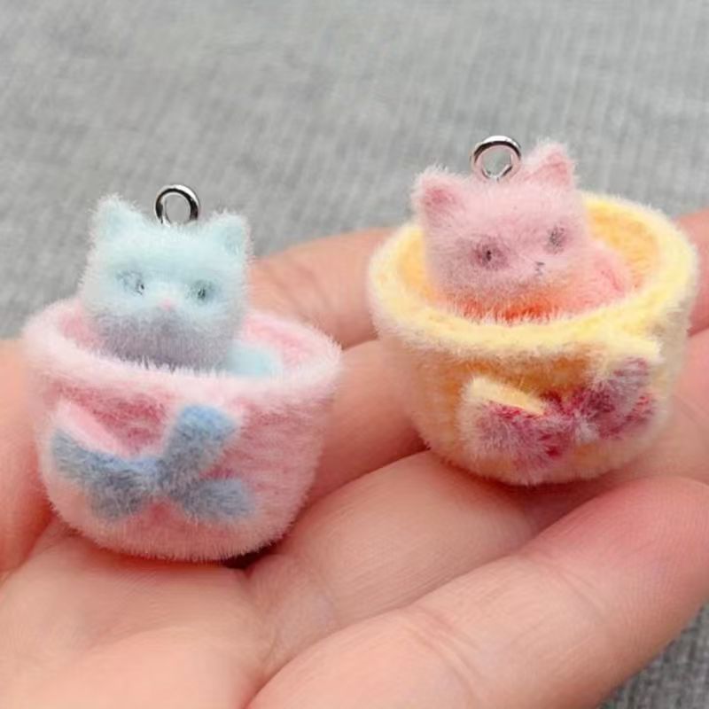 4pcs 3D plush resin cat pendan - đánh giá và giá Drop Earrings