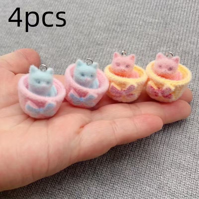 4pcs 3D plush resin cat pendan - đánh giá và giá Drop Earrings