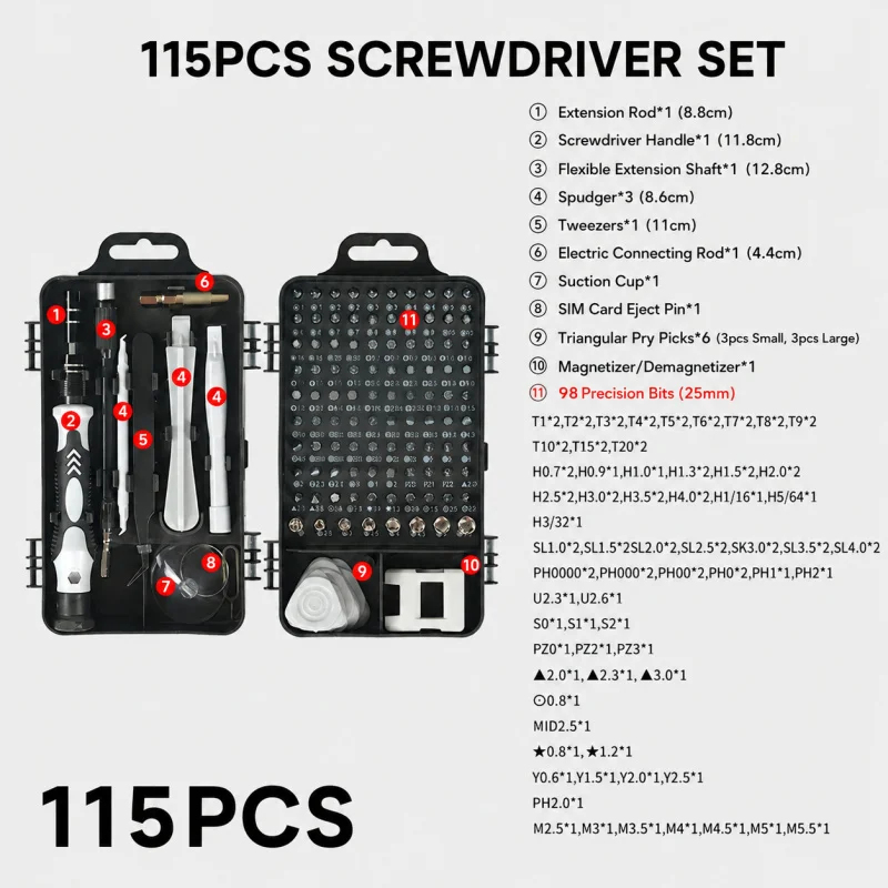 Portable 115in1 Magnetic Screw - đánh giá và giá Watch Repair Tool Kit
