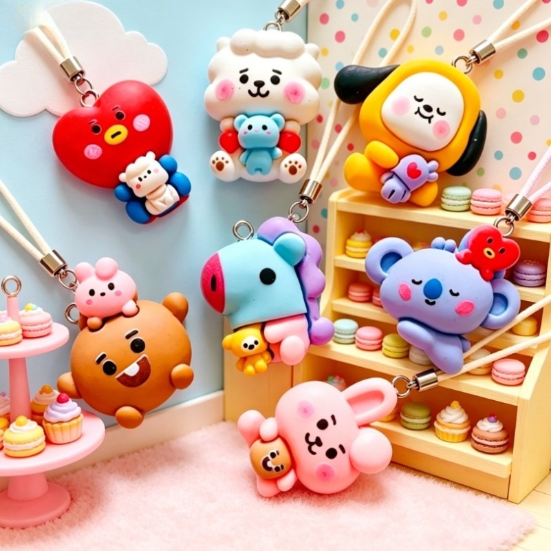 7pcs BT21 Resin Cartoon Charm  - đánh giá và giá Drop Earrings
