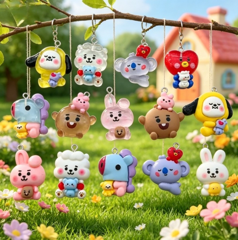 7pcs BT21 Resin Cartoon Charm  - đánh giá và giá Drop Earrings