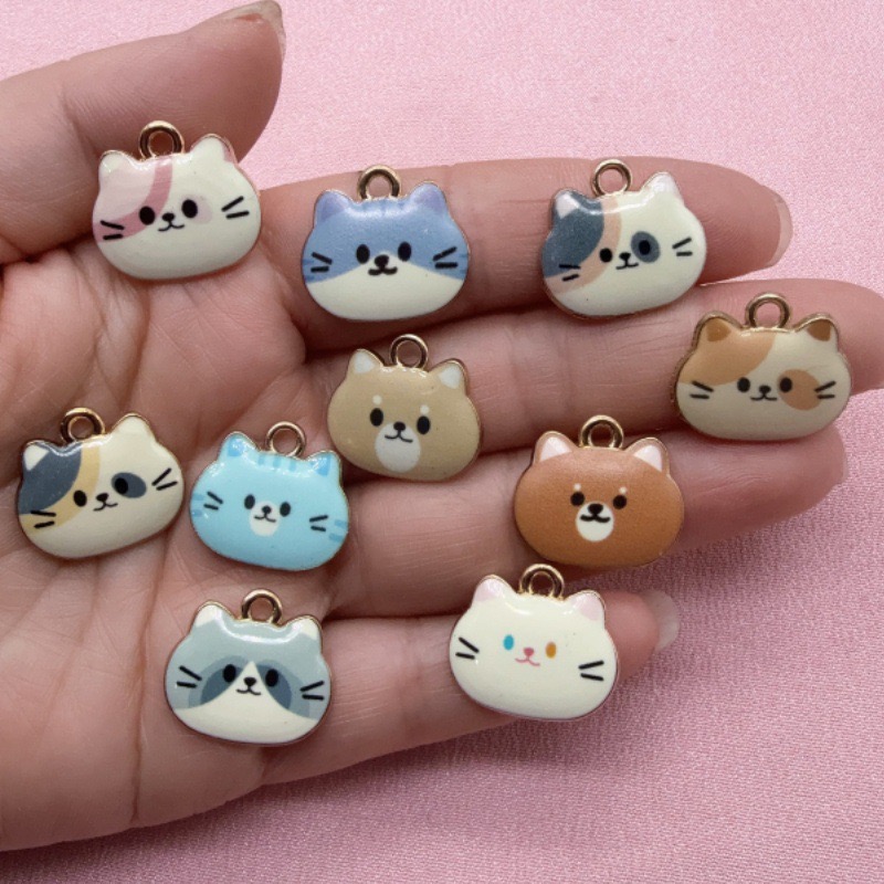 12pcs Printed Cat Head Alloy D - đánh giá và giá Drop Earrings